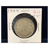 1944 Canadian Silver 50 Cent Piece