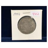 1943 Canadian Silver 50 Cent Piece