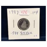 1997 Canadian Silver Ten Cent Piece