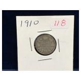 1910 Canadian Silver Ten Cent Piece