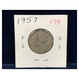 1957 Canadian Silver 25 Cent Piece