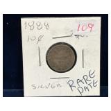 1888 Canadian Silver Ten Cent Piece