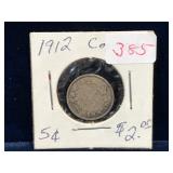 1912 Canadian Silver 5 Cent Piece
