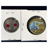 2010 Poppy Quarter,2022 Bell Loonie Canadian Coins