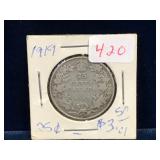 1919 Canadian Silver 25 Cent Piece