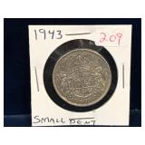 1943 Canadian Silver 50 Cent Piece