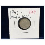 1947 ML Canadian Silver Ten Cent Piece