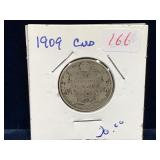 1909 Canadian Silver 25 Cent Piece