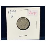 1944 D USA Silver 10 Cent Piece