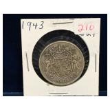 1943 Canadian Silver 50 Cent Piece