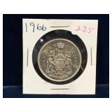 1966 Canadian Silver 50 Cent Piece