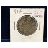 1917 Canadian Silver 50 Cent Piece