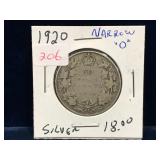 1920 Canadian Silver 50 Cent Piece