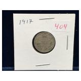 1917 Canadian Silver 10 Cent Piece