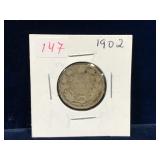 1902 Canadian Silver 25 Cent Piece