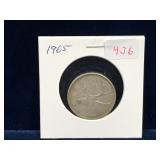 1965 Canadian Silver 25 Cent Piece