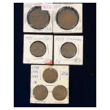 five 1916, 18, 29, 33, 38   Canadian  Pennies