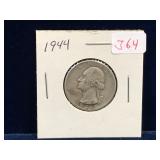 1944 USA Silver 25 Cent Piece