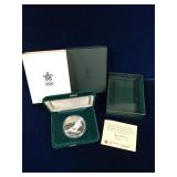 1988 Olympic Skiing 1 Silver Troy Oz $20 Coin