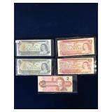 Canadian $1 & $2 Bank Notes assorted