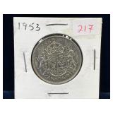1953 Canadian Silver 50 Cent Piece