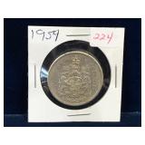 1959 Canadian Silver 50 Cent Piece