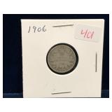 1906 Canadian Silver 10 Cent Piece