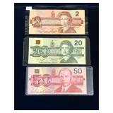3 Bird Series Canadian Bank Notes