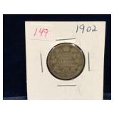 1902 Canadian Silver 25 Cent Piece