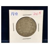 1919 Canadian Silver 50 Cent Piece