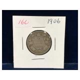 1906 Canadian Silver 25 Cent Piece