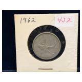1962 Canadian Silver 25 Cent Piece