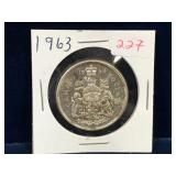 1963 Canadian Silver 50 Cent Piece