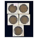 five 1916, 17, 18, 19  Canadian Large Pennies