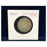 1907 Canadian Silver 25 Cent Piece