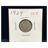 1929 Canadian Silver Ten Cent Piece
