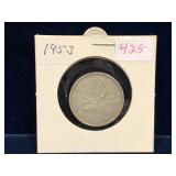 1953 Canadian Silver 25 Cent Piece