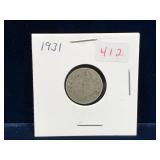 1931 Canadian Silver 10 Cent Piece