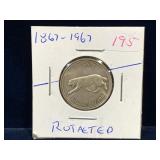 1967 Canadian Silver 25 Cent Piece Rotated