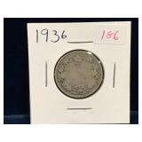 1936 Canadian Silver 25 Cent Piece