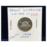 1996 Canadian Proof Silver 5 Cent Piece