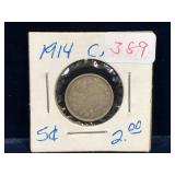 1914 Canadian Silver 5 Cent Piece