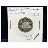 1997 Canadian Proof Silver 5 Cent Piece