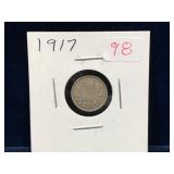 1917 Canadian Silver 5 Cent Piece