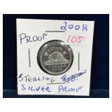 2008 Canadian Proof Silver 5 Cent Piece