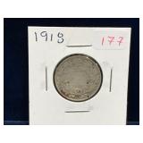 1918 Canadian Silver 25 Cent Piece