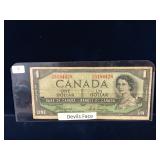 1954 Canadian Devil's Face $1 Bank Note