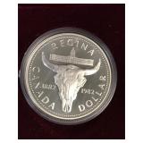1982 Regina Uncirculated Silver $1 Coin