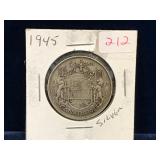 1945 Canadian Silver 50 Cent Piece