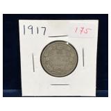 1917 Canadian Silver 25 Cent Piece